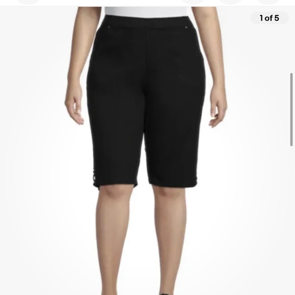 Just My Size Women’s Black Denim Crisscross Stretch Skimmers Size 1X NEW